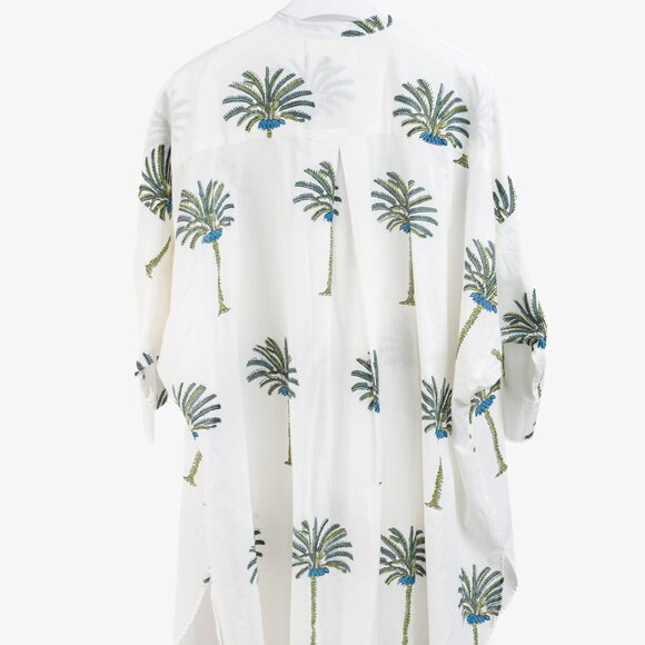 V de Vinster White & Green Oversized Palm Tree Print Tunic - Picture 3 of 12